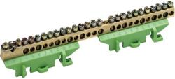  Hager Golf KM25E N/PE sín 1x25mm2+11x16mm2+13x10mm2, L=169mm, talpra szerelt, zöld (Hager KM25E) (KM25E)