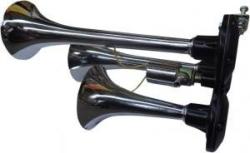  Claxon auto 12v 300 + 230 + 170 mm set 3 trompete , crom , fara compresor 506008 (506008)