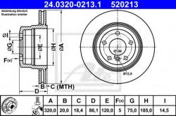 ATE Disc frana BMW Seria 5 Touring (E61) (2004 - 2010) ATE 24.0320-0213.1