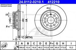 ATE Disc frana SEAT ALHAMBRA (710, 711) (2010 - 2016) ATE 24.0112-0210.1