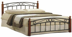  Fém ágy lécezett ráccsal, fém (fekete) +fa (cseresznye), 180x200, DOLORES (03023245)