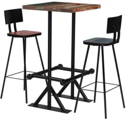 vidaXL Set mobilier de bar, 3 piese, multicolor, lemn masiv reciclat (245398)