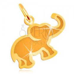 Ekszer Eshop Medál sárga 14K aranyból - kis lapos elefánt matt középpel