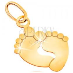 Ekszer Eshop Medál sárga 585 aranyból - két lábnyom, fényes és sima felület