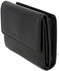 LA SCALA Bőr női kisebb méretű fedeles fekete pénztárca LA SCALA (DN-10090 black)