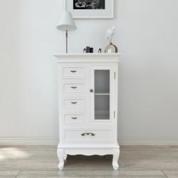 vidaXL Dulap cu 5 sertare și 2 rafturi, alb (241150) Comoda