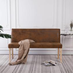 vidaXL Bancă, maro, 139, 5 cm, piele întoarsă ecologică (281333) - vidaxl