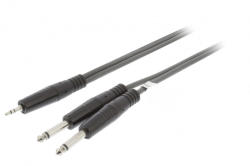 Nedis 3, 5 mm jack - 2x 6, 3 mm jack audio kábel - 1, 5 m (COTH23200GY15)