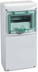 Schneider 13190 Kaedra vízálló kiselosztók 8 modul, 1 sor, átlátszó zöld ajtóval, sima kifúrandó felülettel, IP65, falon kívüli (13190)