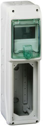 Schneider 13185 Kaedra vízálló kiselosztók 5 modul, 1 sor, 1 db 103x225 mm-es níylással, átlátszó zöld ajtóval, IP65, falon kívüli (13185)