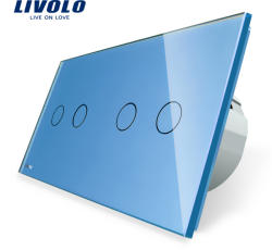 LIVOLO Intrerupator dublu + dublu cu touch Livolo din sticla - culoare albastru