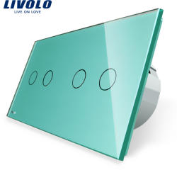 LIVOLO Intrerupator dublu + dublu cu touch Livolo din sticla - culoare verde