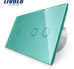 LIVOLO Intrerupator simplu + dublu cu touch Livolo din sticla - culoare verde