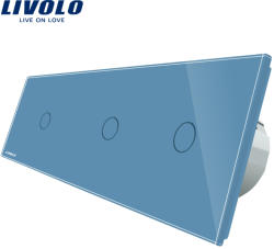 LIVOLO Intrerupator triplu cu touch Livolo din sticla - culoare albastru