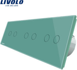 LIVOLO Intrerupator dublu+dublu+dublu cu touch Livolo din sticla - culoare verde