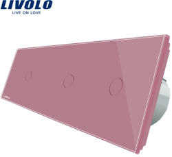 LIVOLO Intrerupator triplu cu touch Livolo din sticla - culoare roz