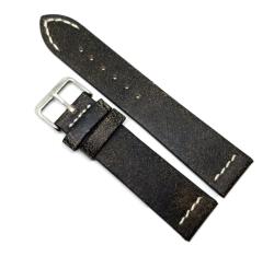 HCraft Curea Ceas „Obsidian Heritage - Piele Naturală Negru Vintage (18mm, 20mm, 22mm) (C3247 H-vintage)