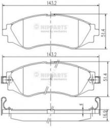 NIPPARTS Set placute frana, frana disc DAEWOO NUBIRA Break (KLAN) (2003 - 2016) NIPPARTS J3600902