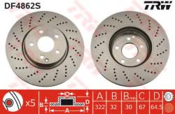 TRW Disc frana MERCEDES C-CLASS T-Model (S204) (2007 - 2014) TRW DF4862S