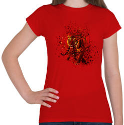 printfashion absztakt tigris portré - Női póló - Piros (1784694)
