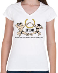 printfashion IFBB_logo - Női V-nyakú póló - Fehér (1791575)