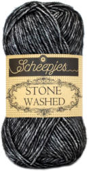 Scheepjes Stone Washed 803 Black Onyx - fekete pamut keverék fonal