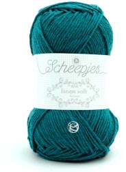 Scheepjes Linen Soft 608 - sötét türkiz len tartalmú fonal