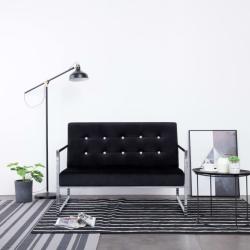 vidaXL Canapea cu 2 locuri cu brațe, negru, crom și catifea (282163) Canapea
