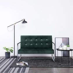vidaXL Canapea cu 2 locuri cu brațe, verde închis, crom și catifea (282164) Canapea