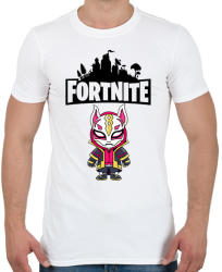 printfashion Fortnite Max drift - Férfi póló - Fehér (1835635)