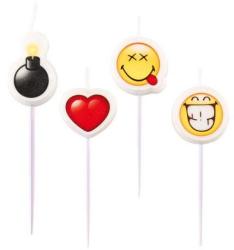  Emoji torta gyertya, 4 db-os gyertya szett