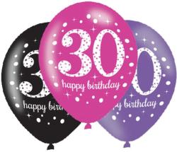 30 éves Happy Birthday léggömb lufi 6 db-os