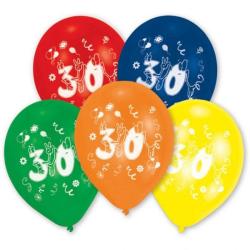 30 éves Happy Birthday léggömb, lufi 10 db-os (25, 4 cm)
