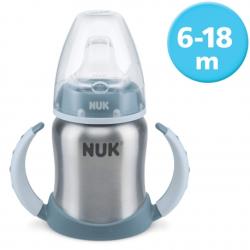 Nuk - Canita otel inoxidabil cu manere First Choice+ 150ml, 6 luni+, Bleu (NK_10255254)