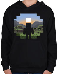 printfashion Minecraft Land - Gyerek kapucnis pulóver - Fekete (1869702)