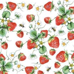 Ambiente Strawberries All Over white papírszalvéta 33x33cm, 20db-os - szep-otthon