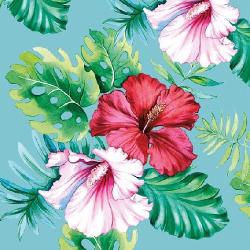 Ambiente Hibiscus Floral Petrol papírszalvéta 33x33cm, 20db-os - szep-otthon