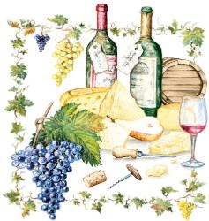 Ambiente Wine and Cheese papírszalvéta 33x33cm, 20db-os