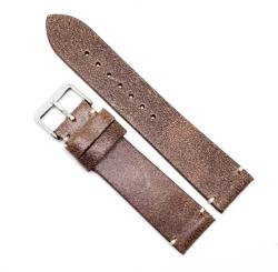 HCraft Curea Ceas „Vantage Rust - Piele Naturală cu Aspect Retro & Cusătură Crem (20mm - 22mm) (H-RUST)