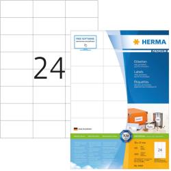  Herma No. 4464 fehér színű 70 x 37 mm méretű, univerzálisan nyomtatható, öntapadós etikett címke, permanens ragasztóval A4-es íven - kiszerelés: 2400 címke / 100 ív