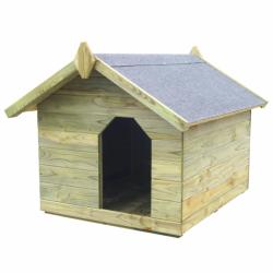 vidaXL Cușcă câine grădină, acoperiș detașabil, lemn pin tratat (45150) - vidaxl