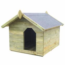 vidaXL Cușcă câine grădină, acoperiș detașabil, lemn pin tratat (45150)