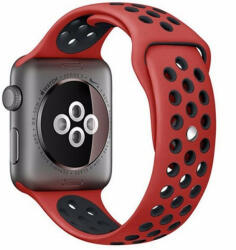 iUni Curea iUni compatibila cu Apple Watch 1/2/3/4/5/6/7, 44mm, Silicon Sport, Rosu/Negru (5029_44)