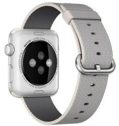 iUni Curea iUni compatibila cu Apple Watch Ultra/SE/8/7/6/5/4/3/2/1, 44mm, Nylon, Woven Strap, White/Gray (503443_44)