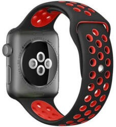 iUni Curea iUni compatibila cu Apple Watch 1/2/3/4/5/6/7, 40mm, Silicon Sport, Negru/Rosu (507373_40)