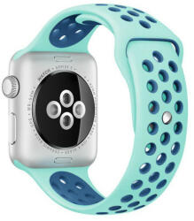 iUni Curea iUni compatibila cu Apple Watch 1/2/3/4/5/6/7, 40mm, Silicon Sport, Turquoise/Blue (503917_40)