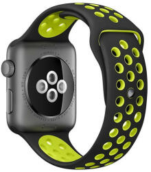 iUni Curea iUni compatibila cu Apple Watch 1/2/3/4/5/6/7, 40mm, Silicon Sport, Negru/Galben (5024_40)