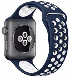 iUni Curea iUni compatibila cu Apple Watch 1/2/3/4/5/6/7, 40mm, Silicon Sport, Albastru/Alb (5028_40)