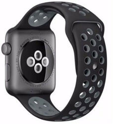 iUni Curea iUni compatibila cu Apple Watch 1/2/3/4/5/6/7, 40mm, Silicon Sport, Negru/Argintiu (5026_40)