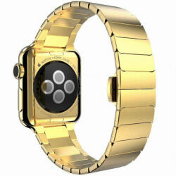 iUni Curea iUni compatibila cu Apple Watch Ultra/SE/8/7/6/5/4/3/2/1, 40mm, Link Bracelet, Otel Inoxidabil, Gold (507649_40)